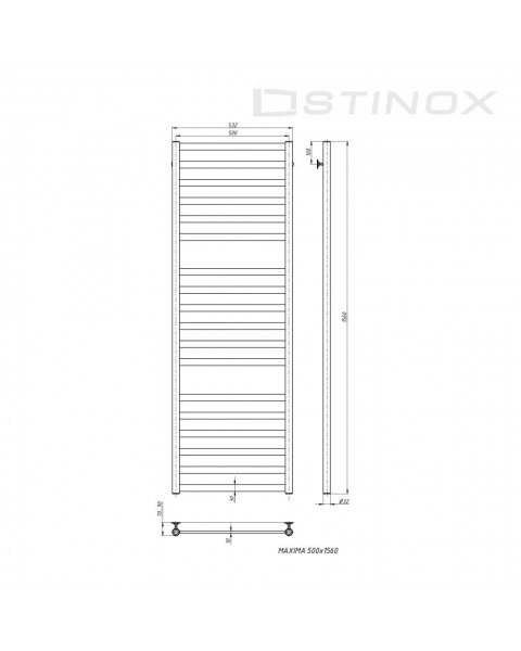Полотенцесушитель Maxima Luxe 500*1600