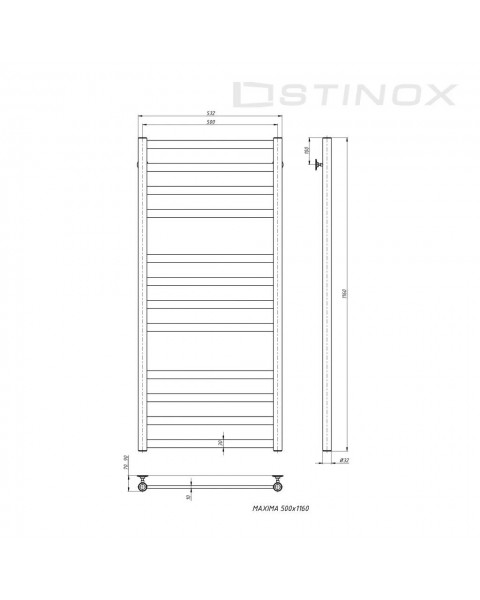 Полотенцесушитель Maxima Luxe 500*1200
