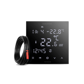 Встраиваемый проводной + WiFi недельный регулятор температуры Auraton 2YA, черный