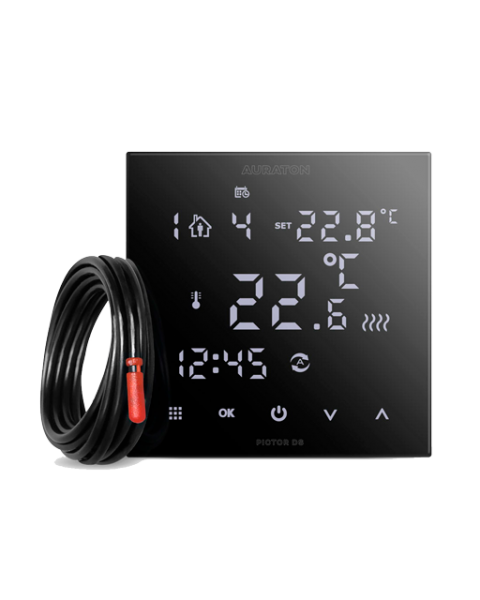 Встраиваемый проводной недельный регулятор температуры Auraton PICTOR DS, черный