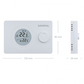 Комнатный термостат General HT220 RF суточный, беспроводной, чёрный цвет