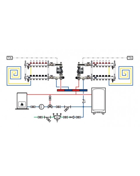 Смесительный узел теплого пола Barberi с насосом Grundfos UPM3 AUTO 25-70