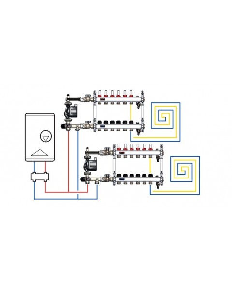 Смесительный узел теплого пола Barberi с насосом Grundfos UPM3 AUTO 25-70