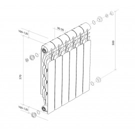 Радиатор алюминиевый Royal Thermo Revolution 500 4 секции