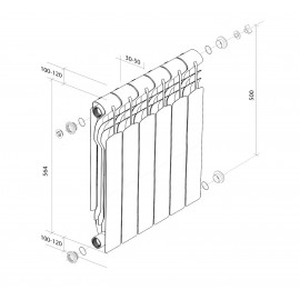 Радиатор биметаллический Royal Thermo Revolution Bimetall 500 4 секции