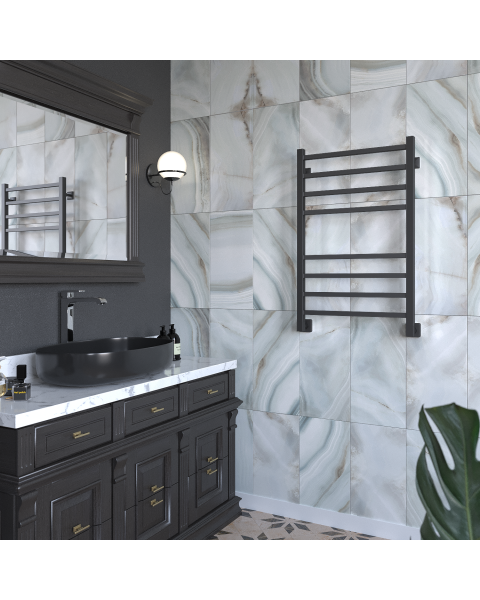 Полотенцесушитель бп 1 дюйм черный Quatro 500*800