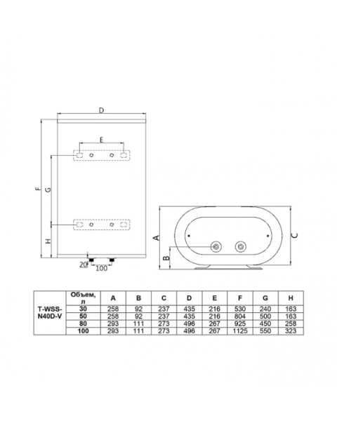 Водонагреватель накопительный Timberk T-WSS50-N40D-V