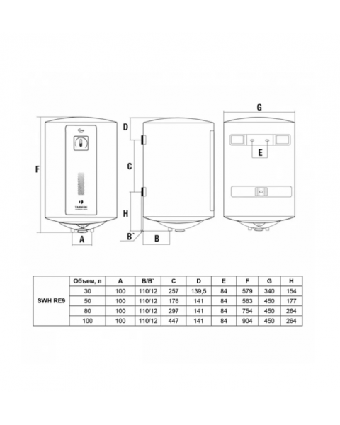 Водонагреватель накопительный Timberk SWH RE9 100 V