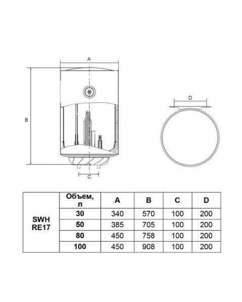 Водонагреватель накопительный Timberk SWH RE17 30 V