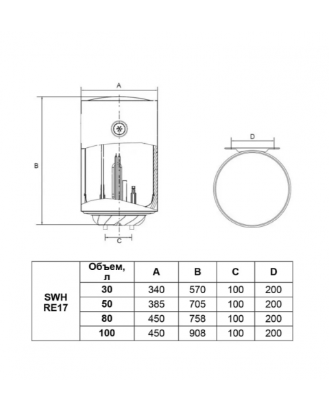 Водонагреватель накопительный Timberk SWH RE17 50 V