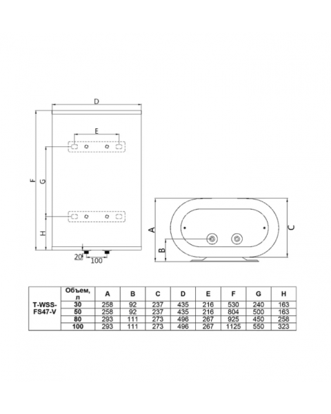 Водонагреватель накопительный Timberk T-WSS100-FS47-V